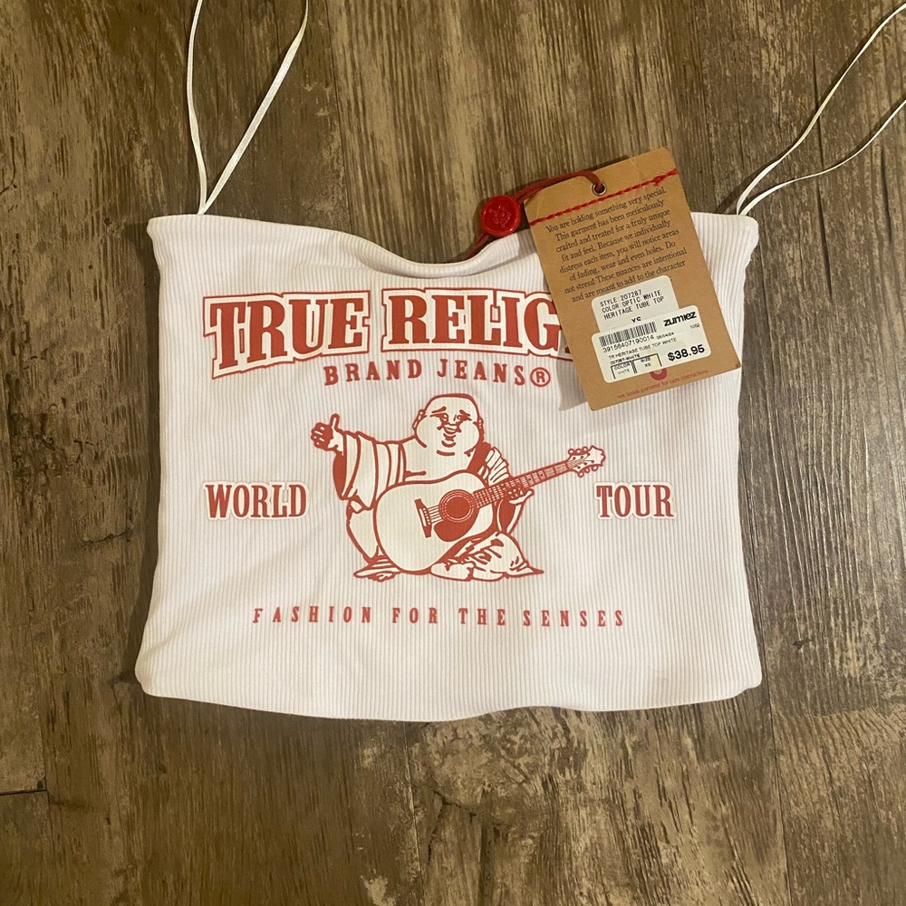 True Religion Kids White and Red Graphic Camisole